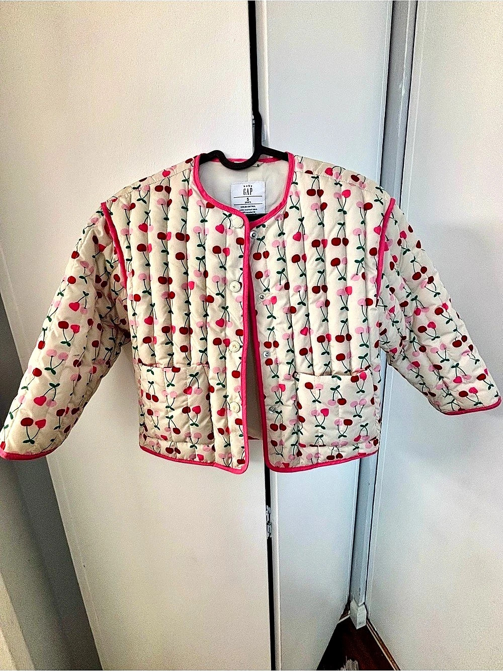 Baby Gap ColdControl Cherry Quilted Jacket Pink & Cream Girls 5